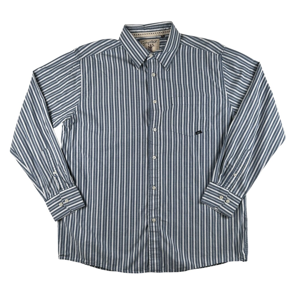 Coastal Shirt Mens XL Blue Stripe Long Sleeve Button Up Cotton Casual Beach